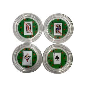 Set of 4 Glass‎ Poker Coasters
